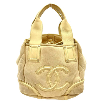 Chanel Logo CC Beige Suede Handbag 