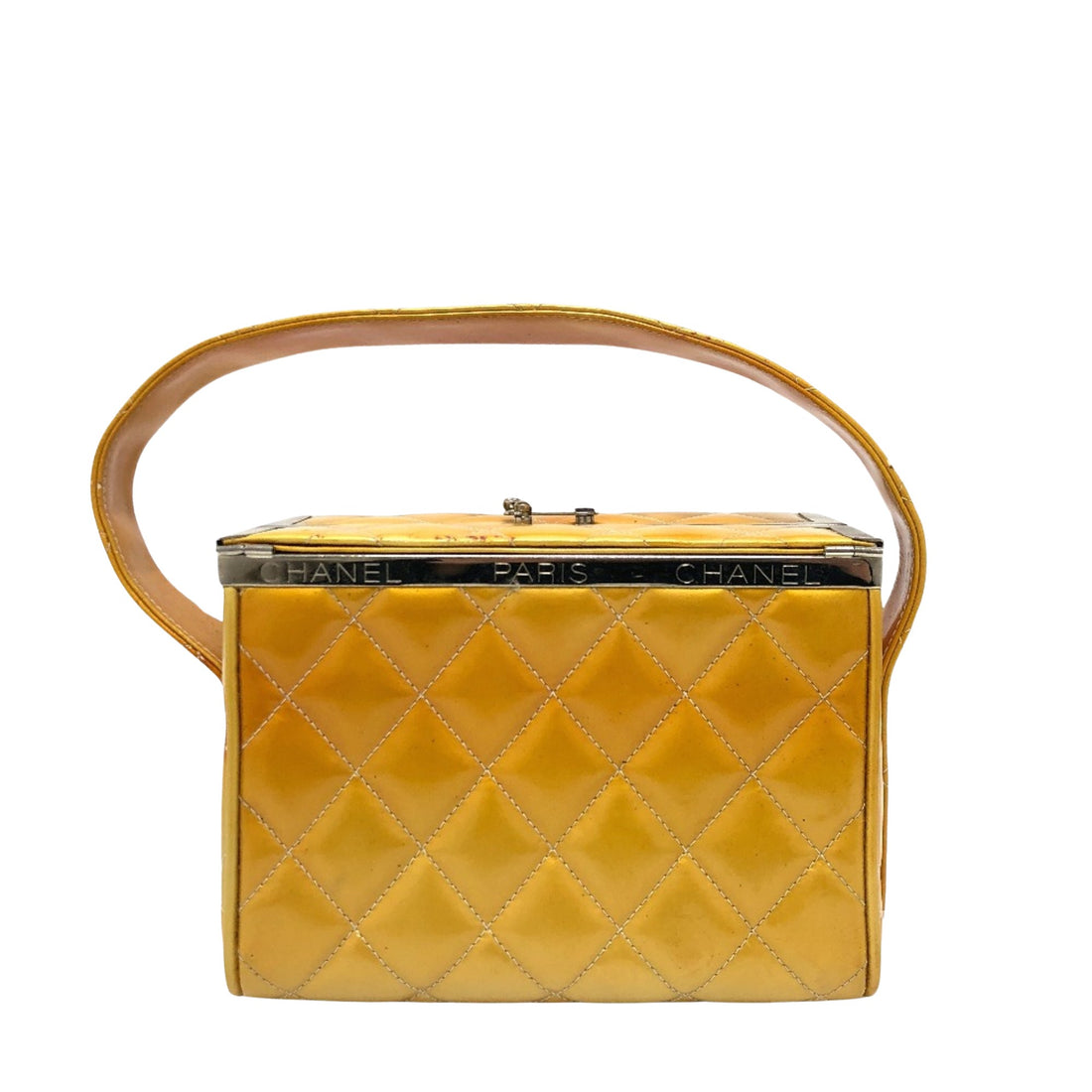 Chanel Vanity Yellow Patent Leather Handbag 