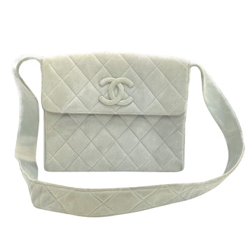 Chanel Logo CC Blue Suede Shoulder Bag