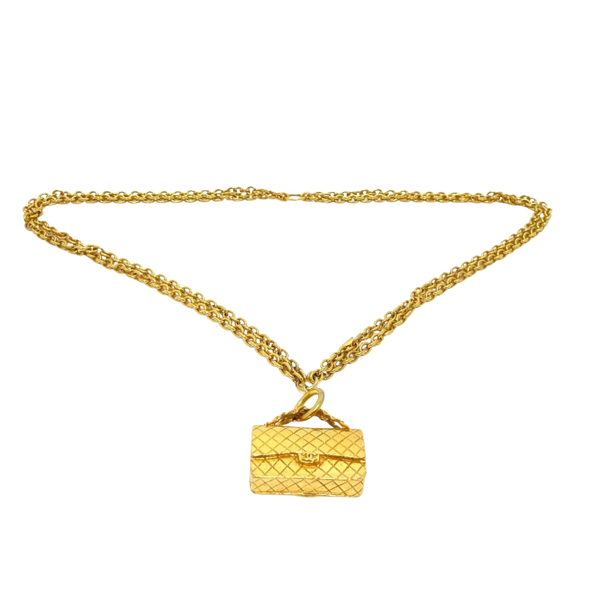 Chanel Classic Flap Gold Gold Plated Necklace 