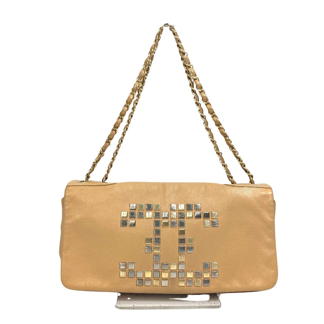 Chanel Logo CC Beige Leather Shoulder Bag