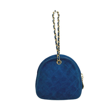 Chanel Coco Mark Blue Suede Handbag 