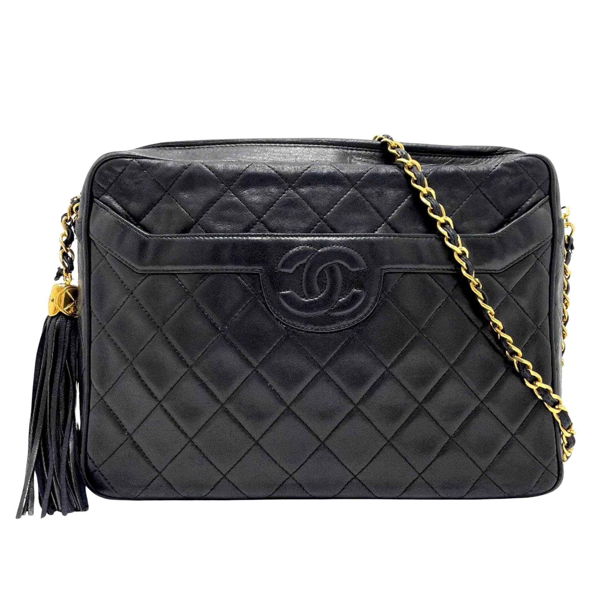 Chanel Logo CC Black Leather Shoulder Bag