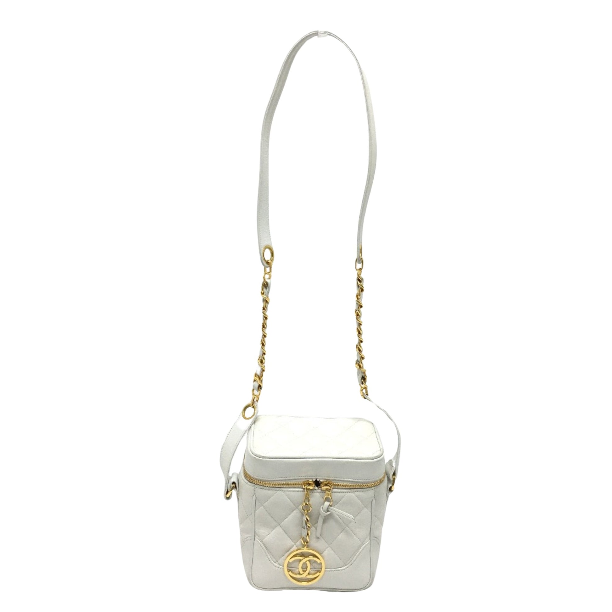 Chanel Vanity vertical White Leather Shoulder Bag