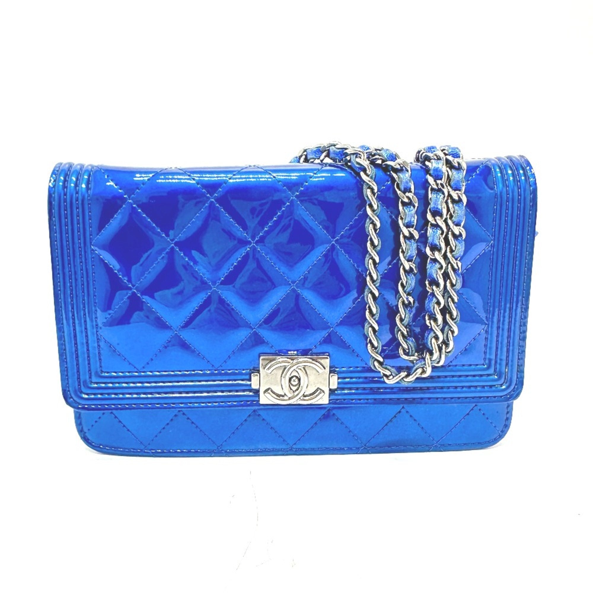 Chanel Boy Blue Patent Leather Shoulder Bag