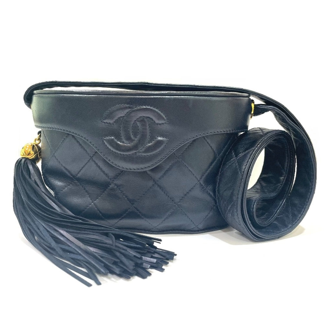 Chanel Vanity Navy Leather Shoulder Bag