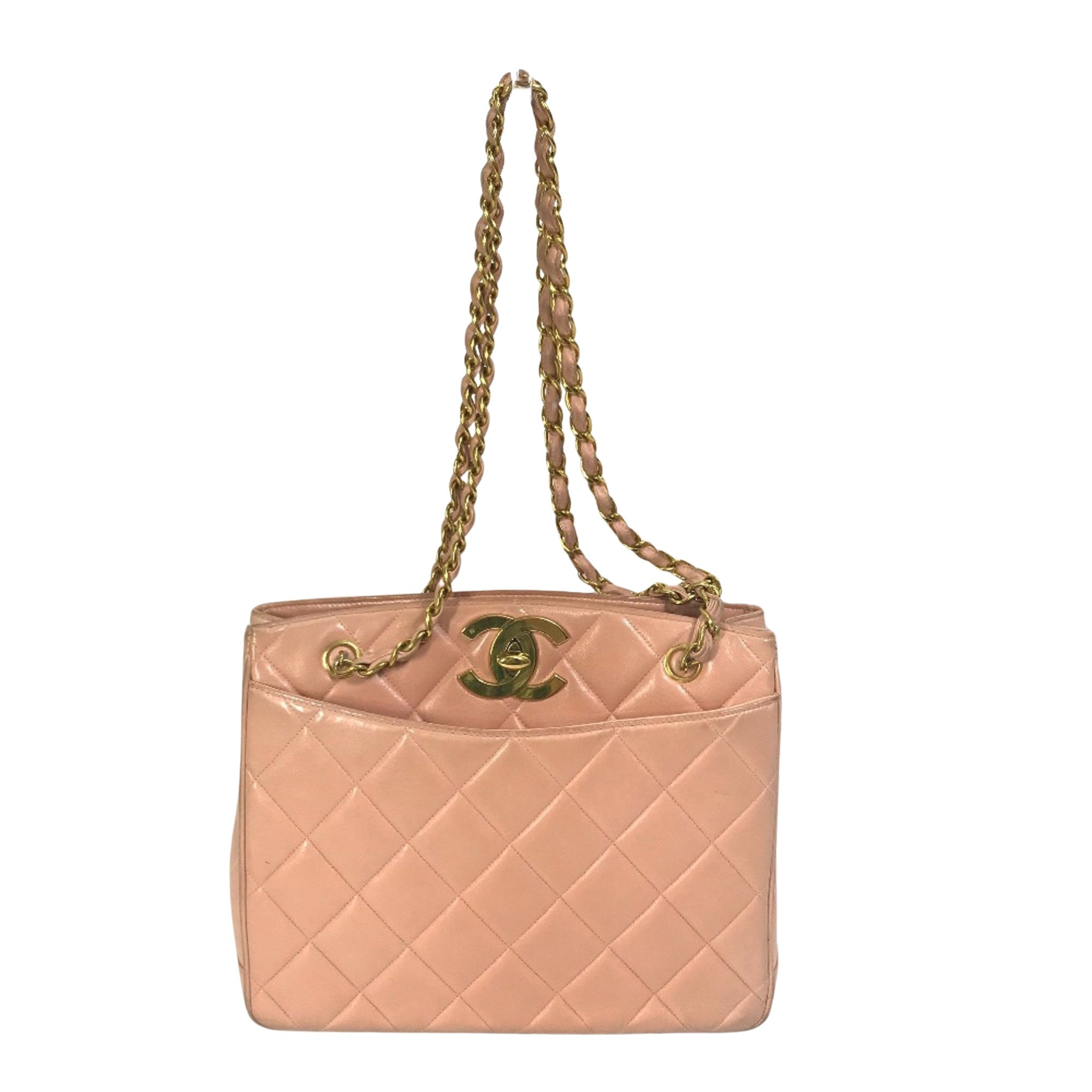 Chanel Logo CC Pink Leather Shoulder Bag