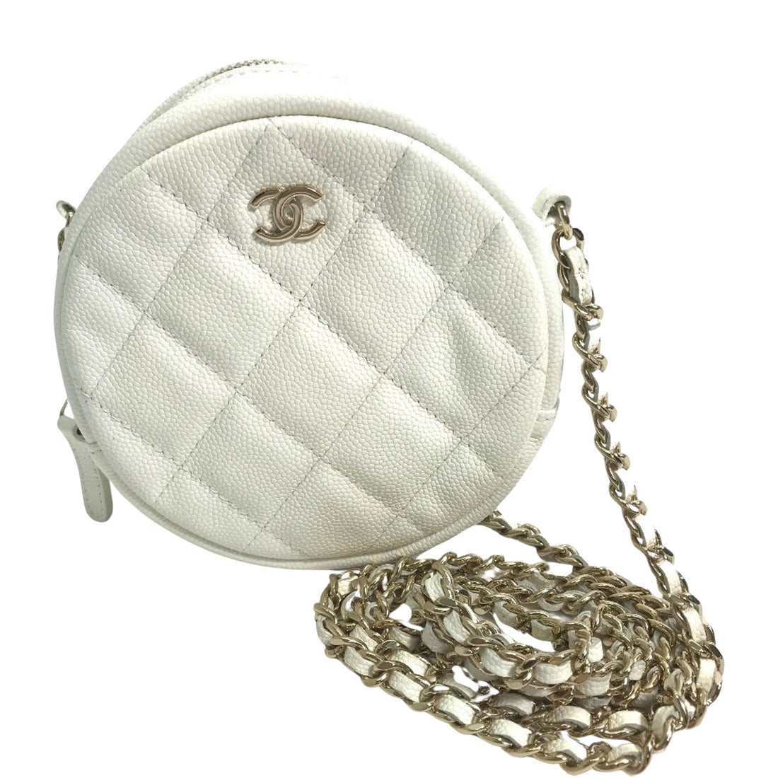 Chanel Ronde White Leather Shoulder Bag