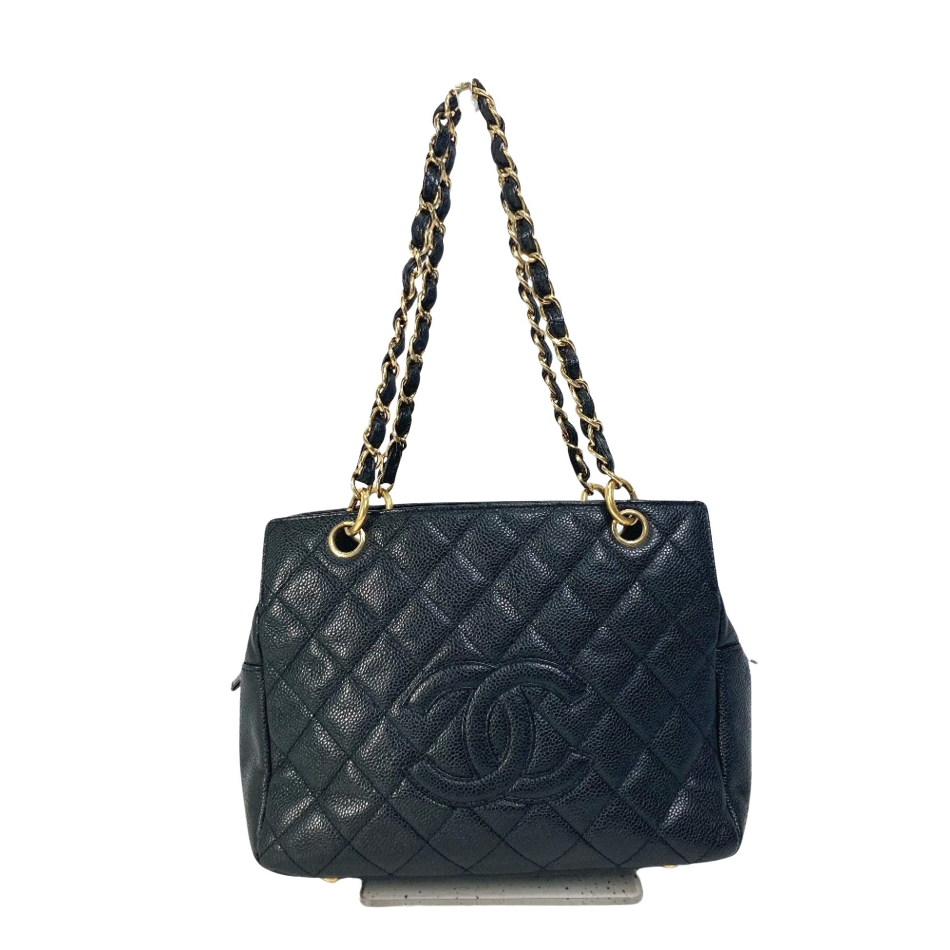 Chanel PST (Petite Shopping Tote) Black Leather Shoulder Bag