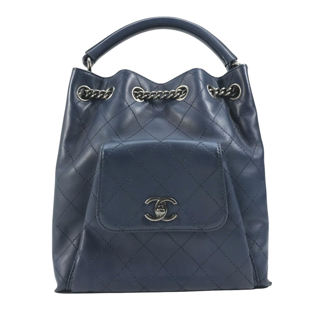 Chanel Matelassé Blue Leather Backpack Bag