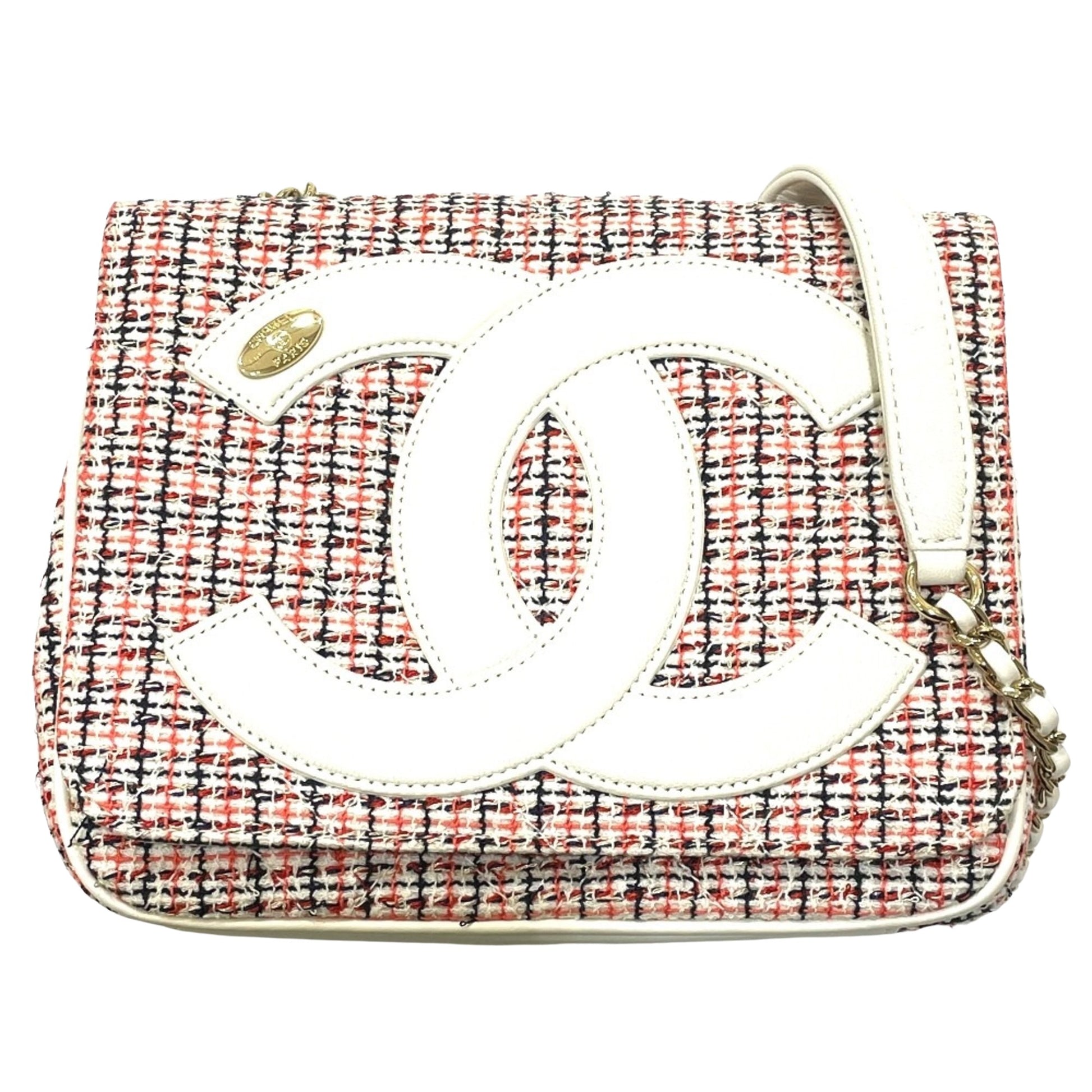 Chanel Logo CC Multicolour Tweed Shoulder Bag