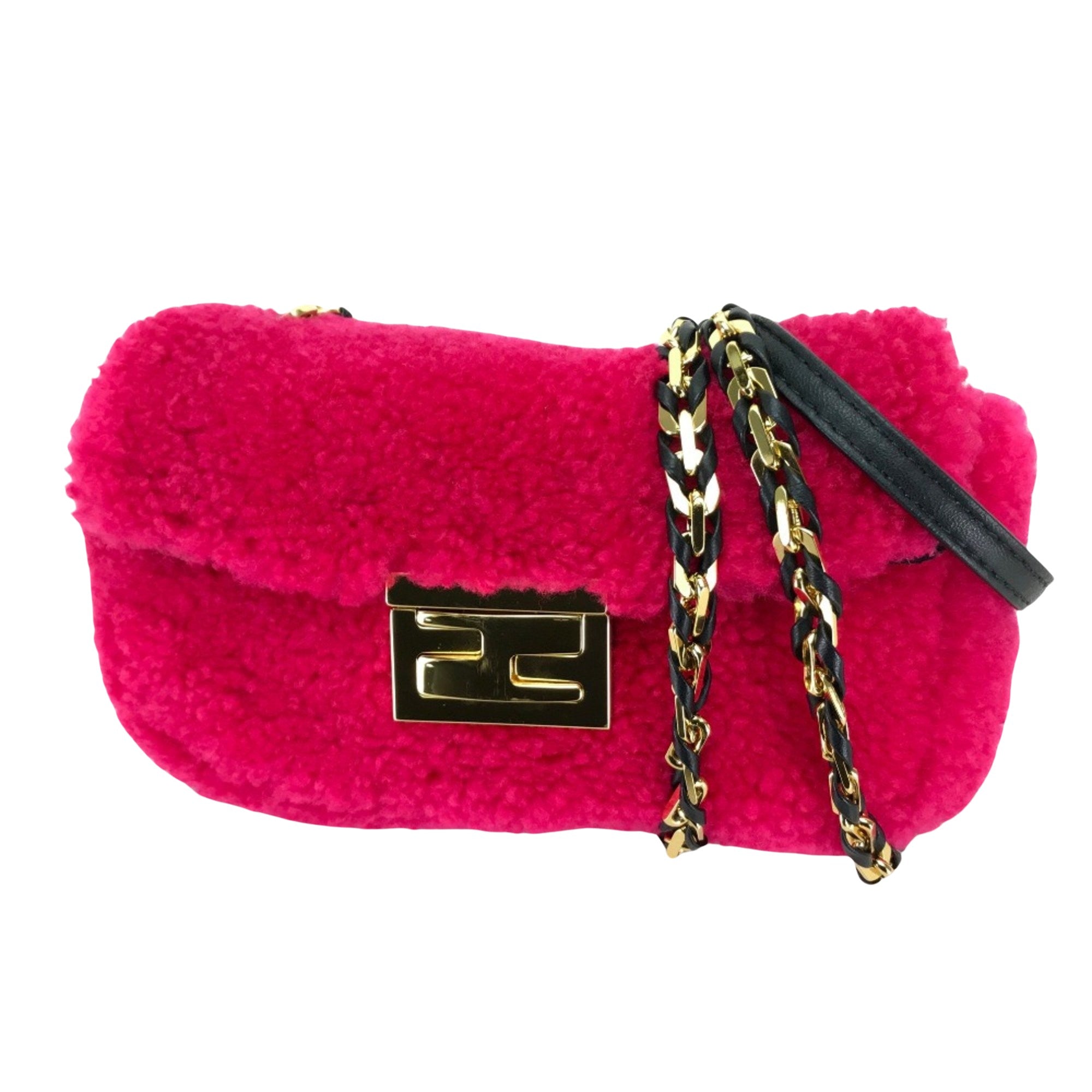 Fendi Baguette Pink Fur Shoulder Bag