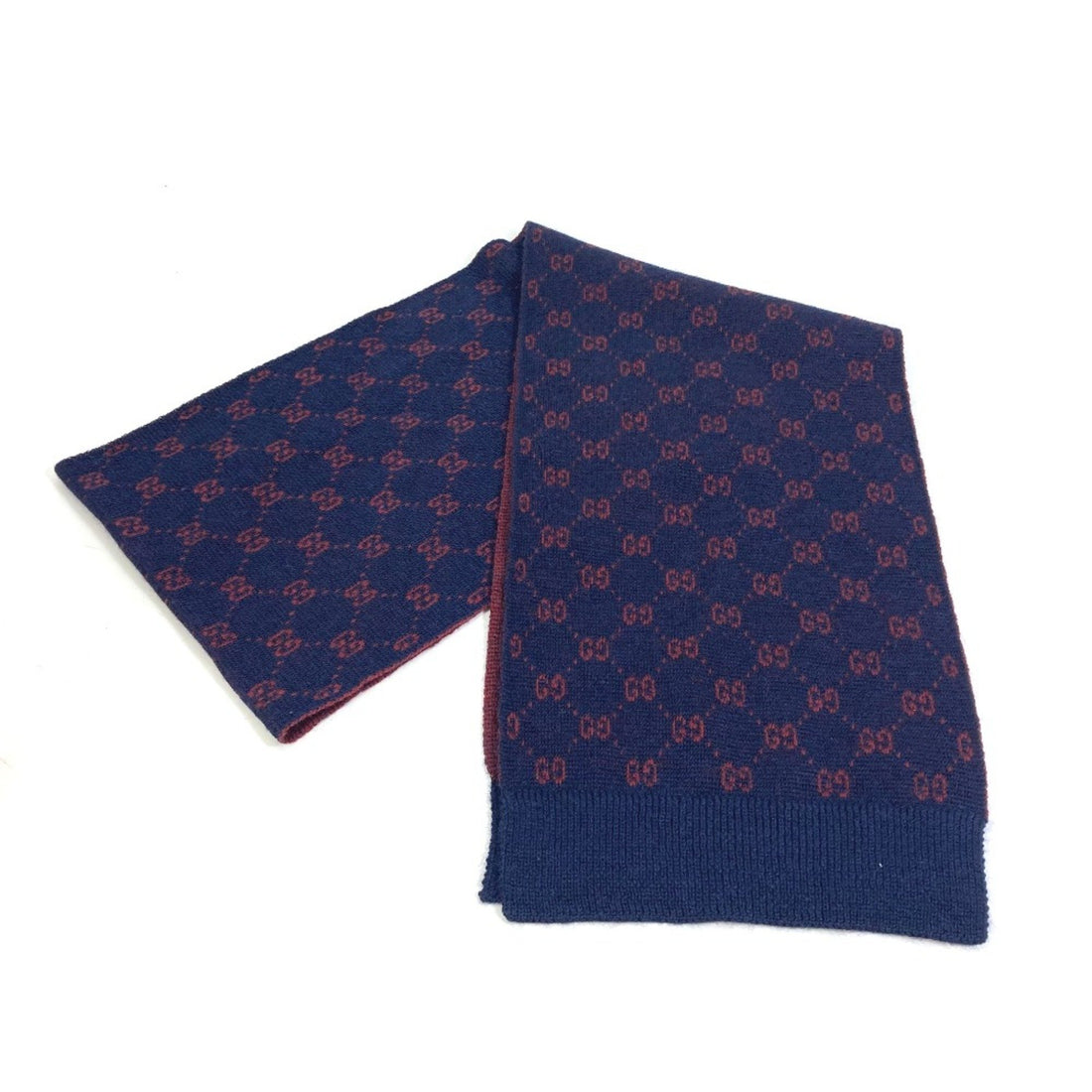 Gucci Reversible Navy Wool Scarf 