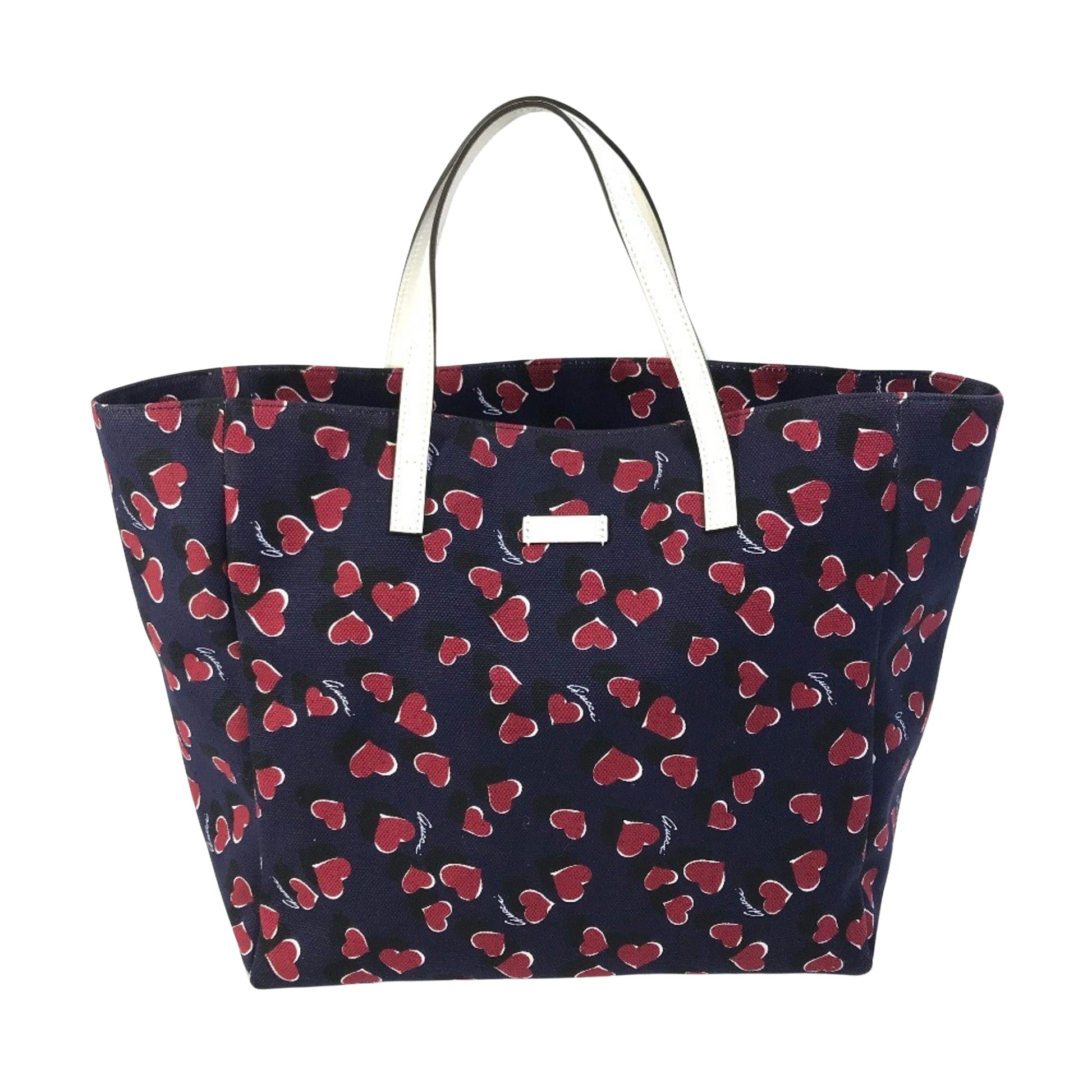 Gucci Heart Navy Canvas Tote Bag