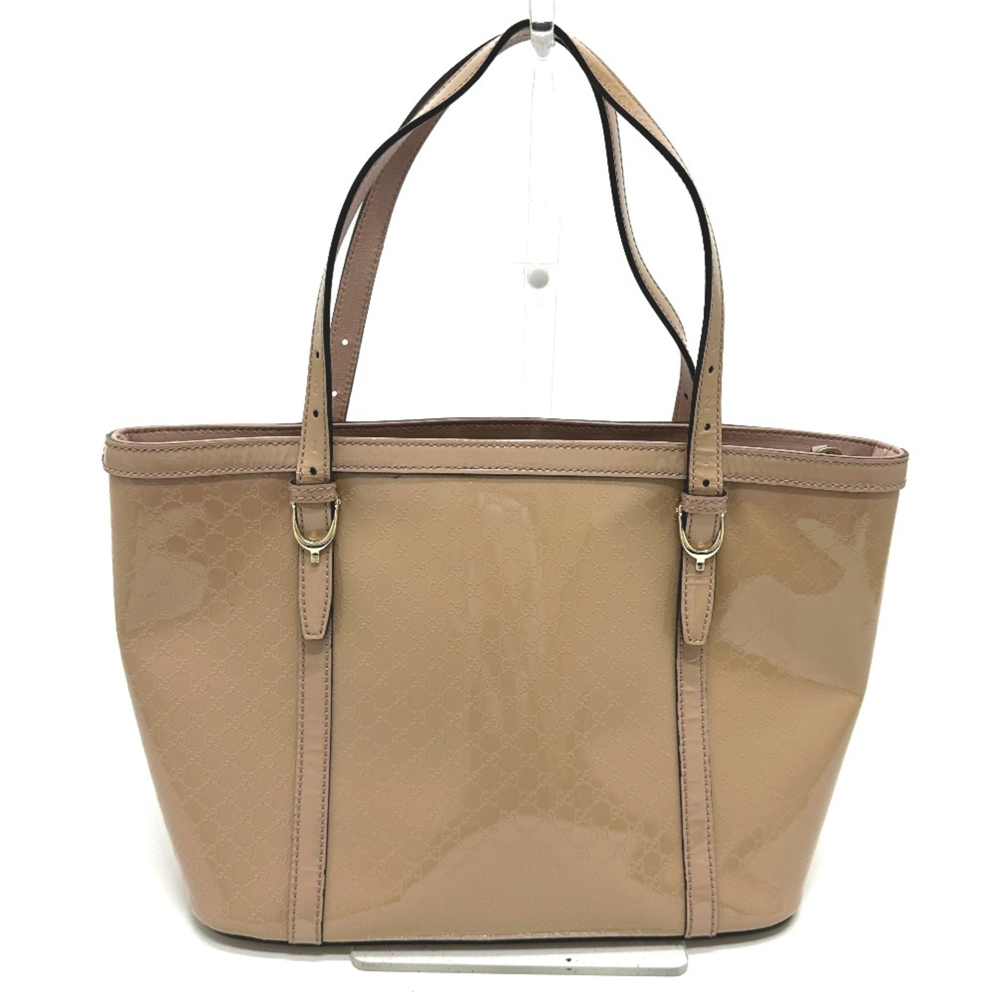 Gucci Micro guccissima Beige Patent Leather Tote Bag