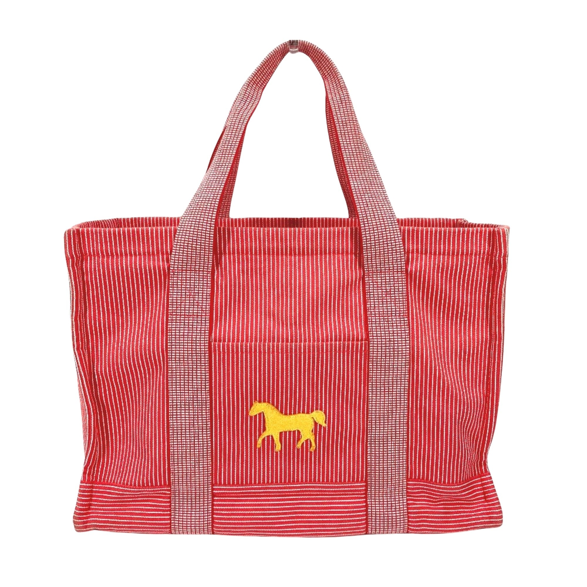 Hermès Cabas Red Canvas Tote Bag