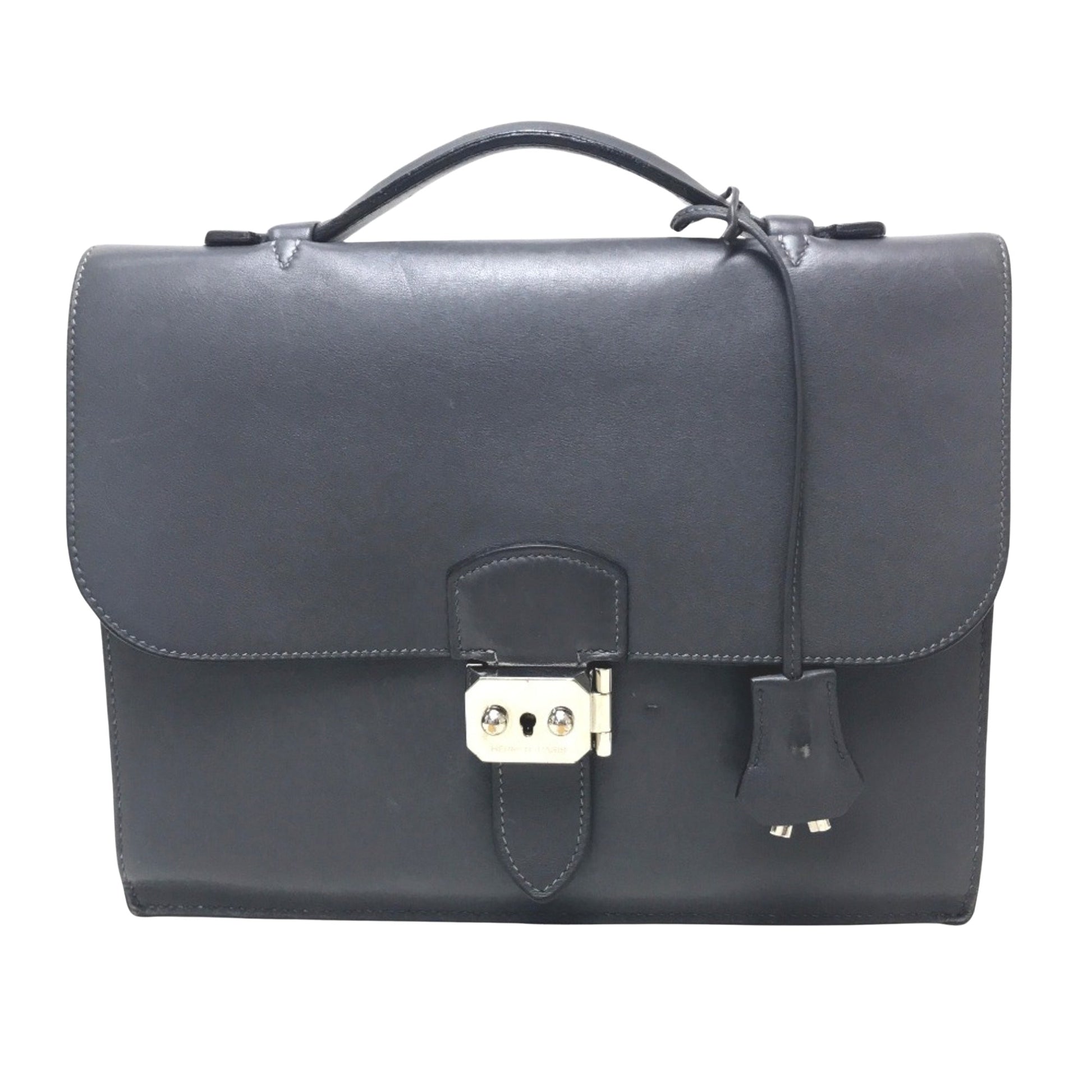 Hermès -- Black Leather Briefcase Bag