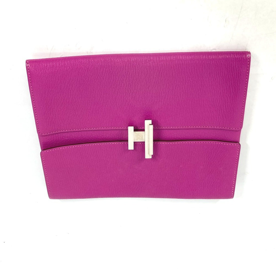 Hermès Cinhetic Purple Leather Clutch Bag