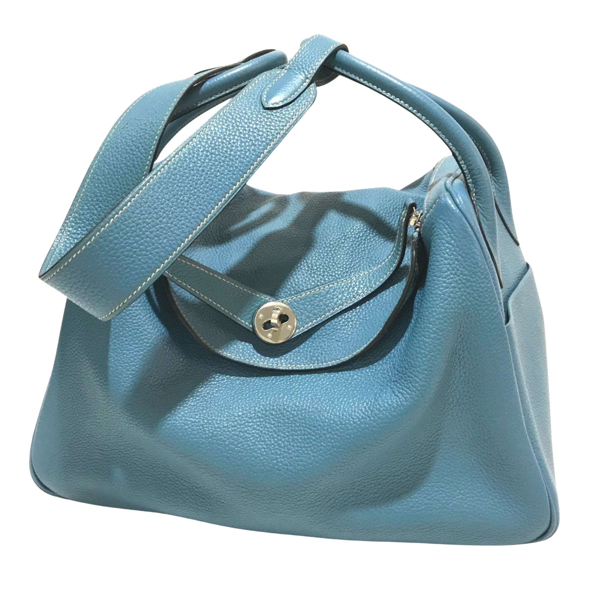 Hermès Lindy Blue Leather Handbag 