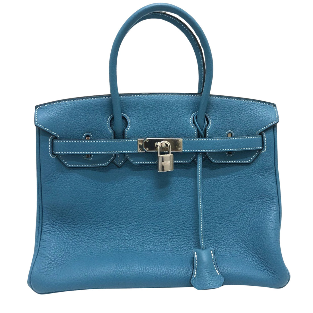 Hermès Birkin 30 Blue Leather Handbag 