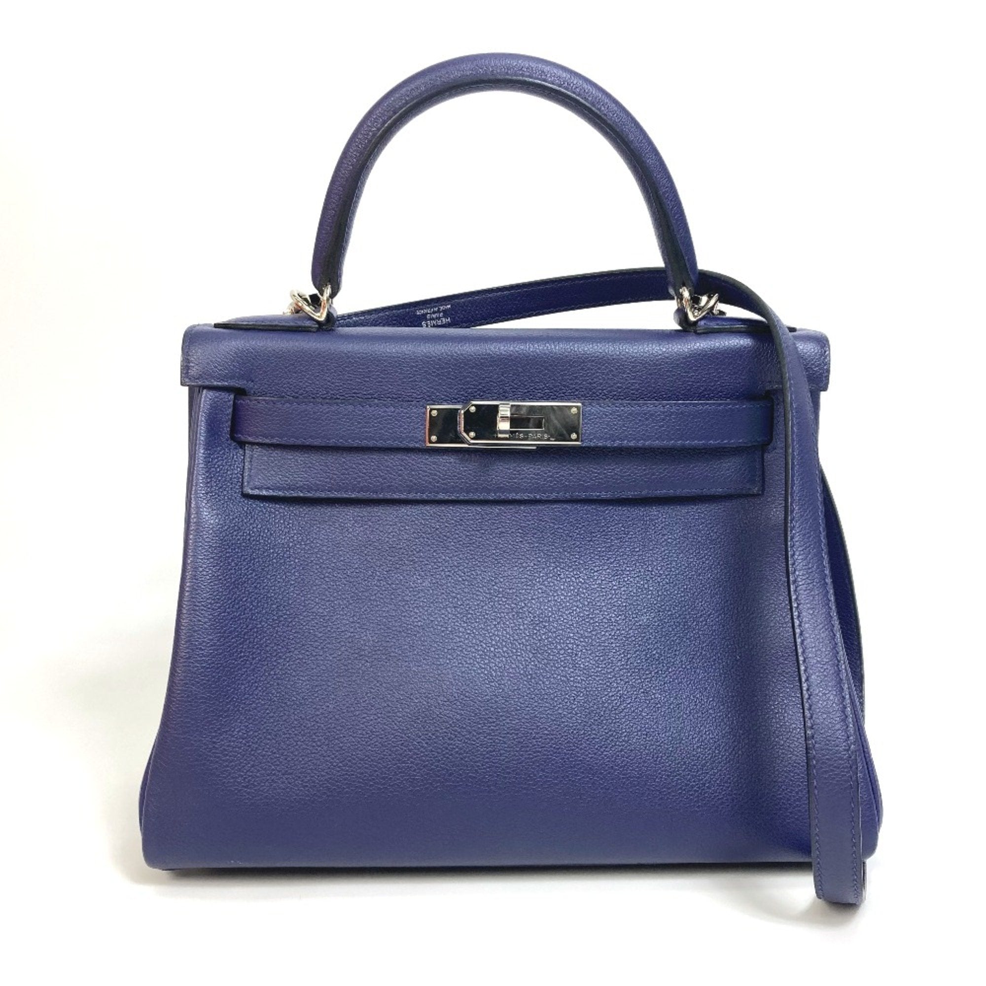 Hermès Kelly 28 Blue Leather Handbag 