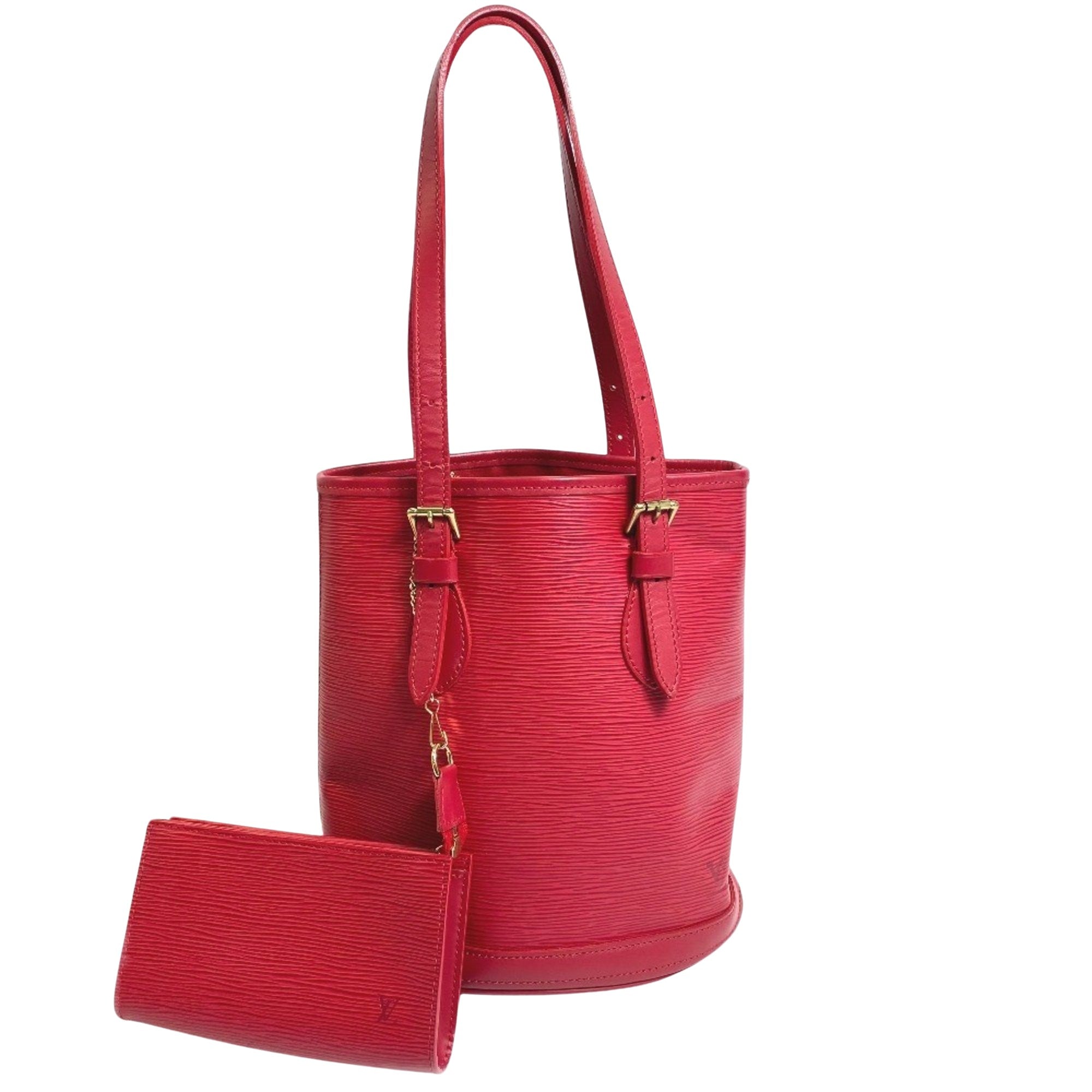 Louis Vuitton Bucket Red Leather Shoulder Bag