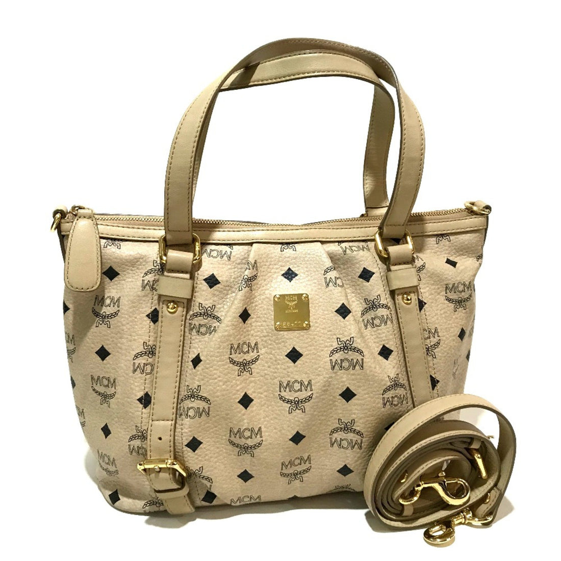 MCM Visetos Beige Canvas Handbag 