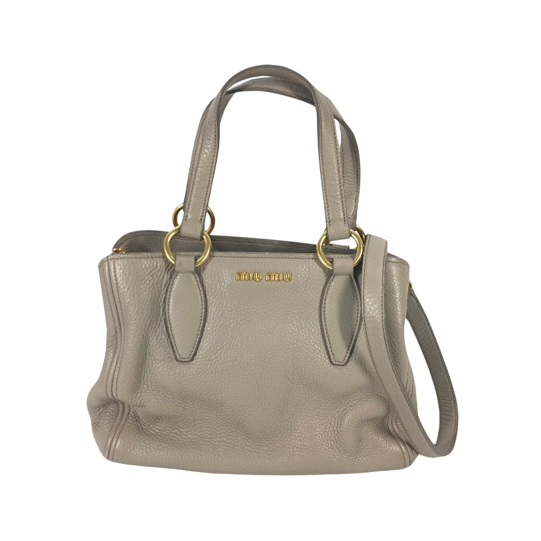 Miu Miu Vitello Grey Leather Tote Bag