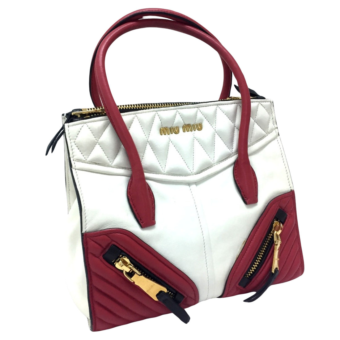 Miu Miu Biker White Leather Handbag 