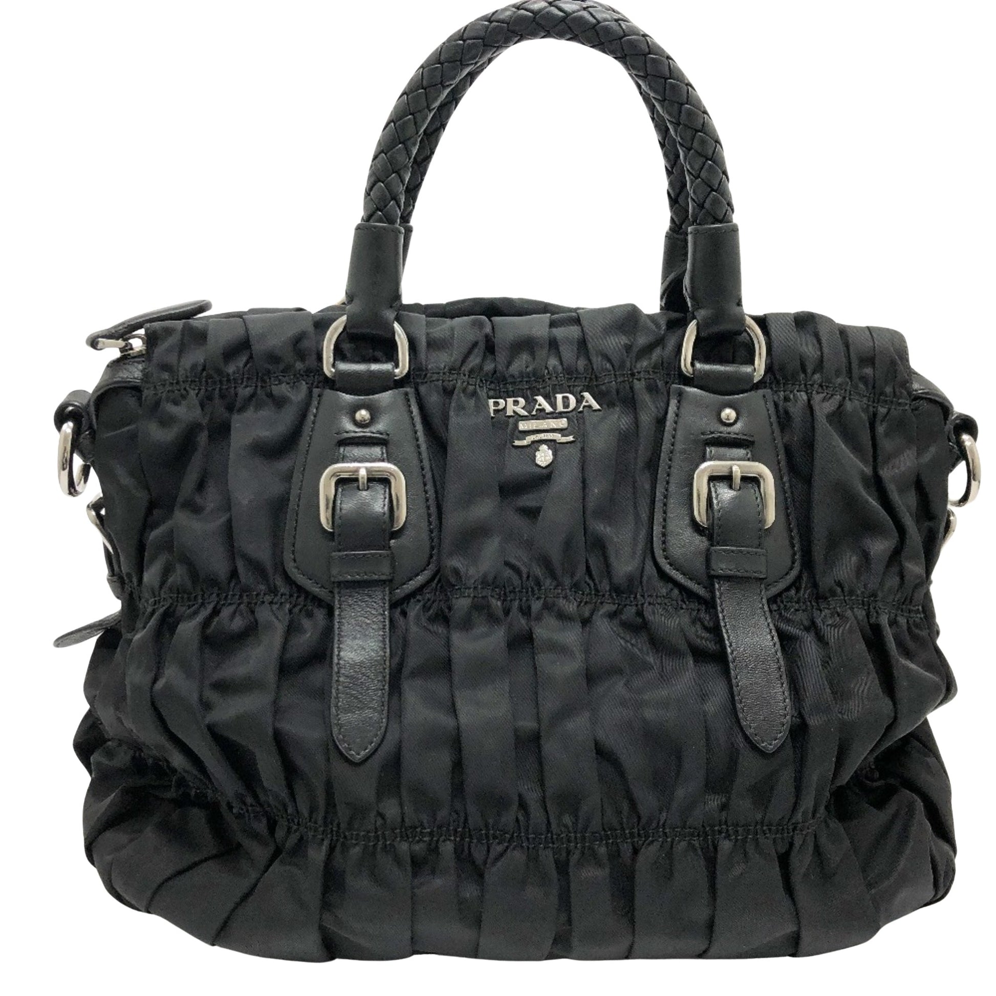 Prada Gaufre Black Synthetic Handbag 