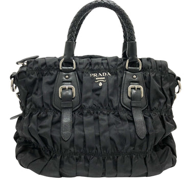 Prada Gaufre Black Synthetic Handbag 