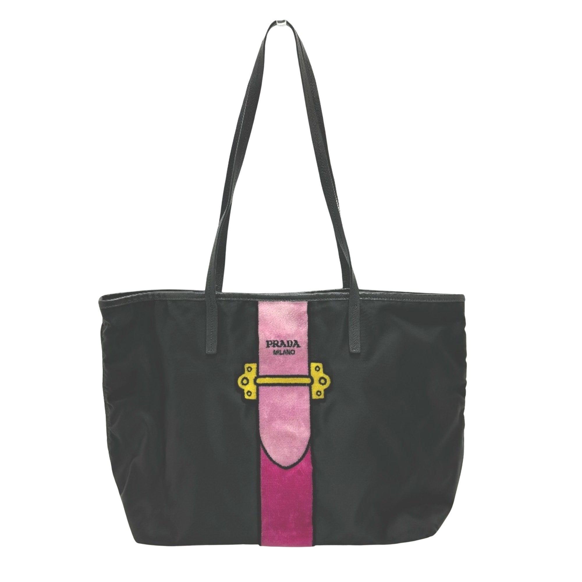 Prada Trompe l'oeil Black Cloth Tote Bag