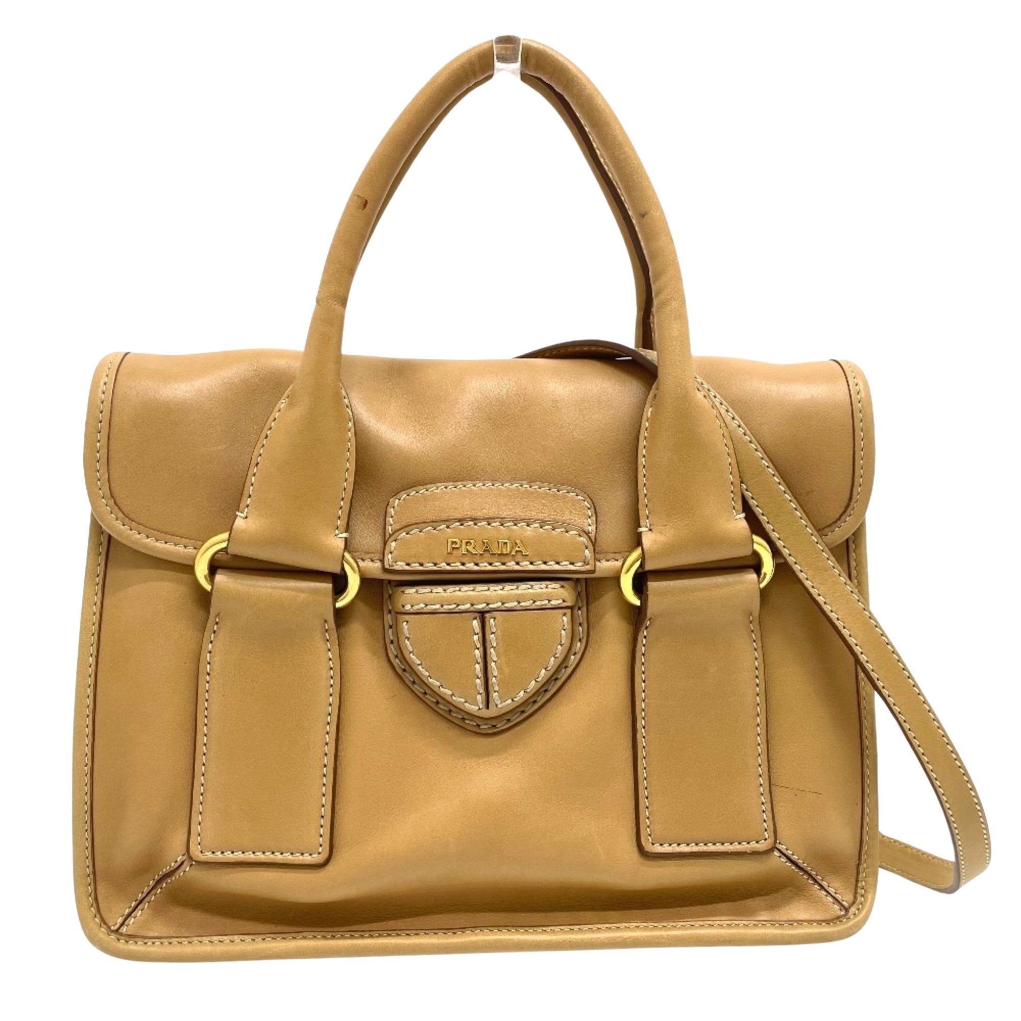 Prada Pattina Beige Leather Shoulder Bag