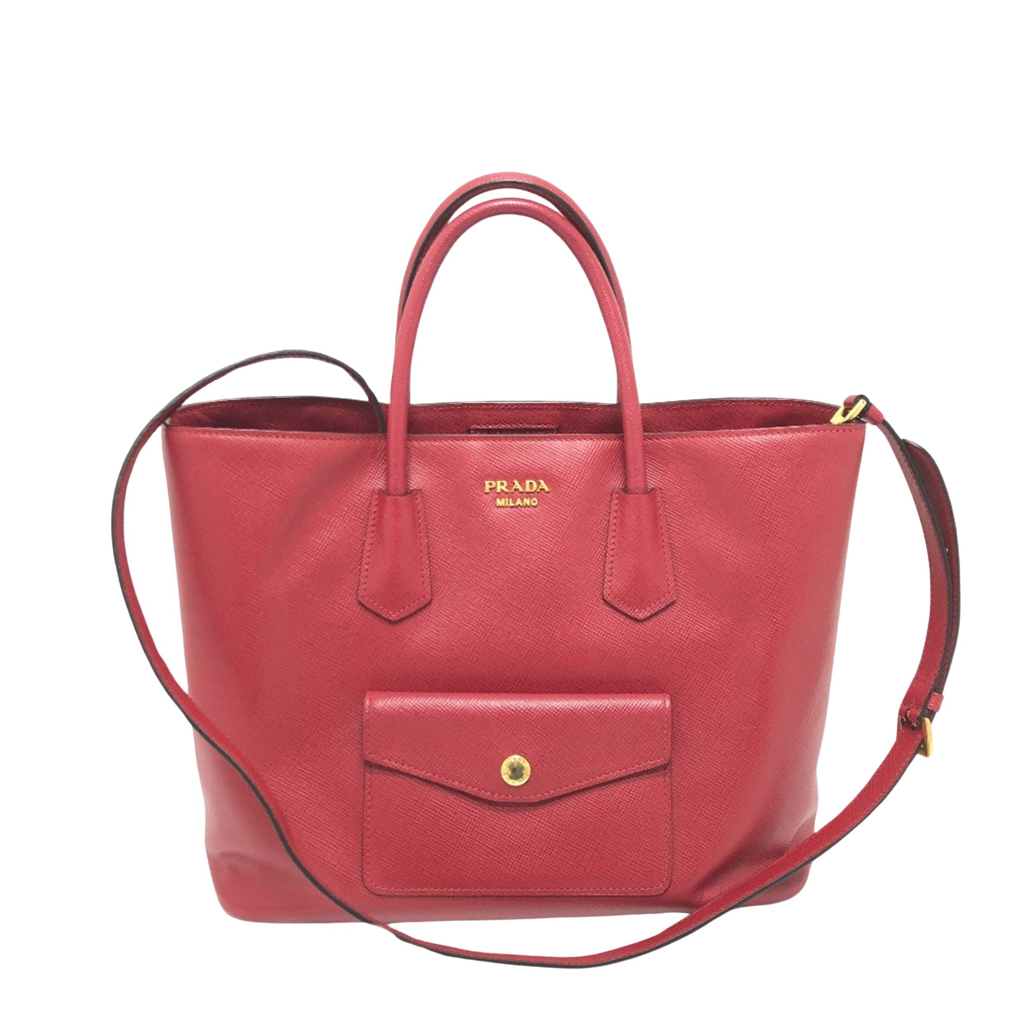 Prada Saffiano Red Leather Tote Bag