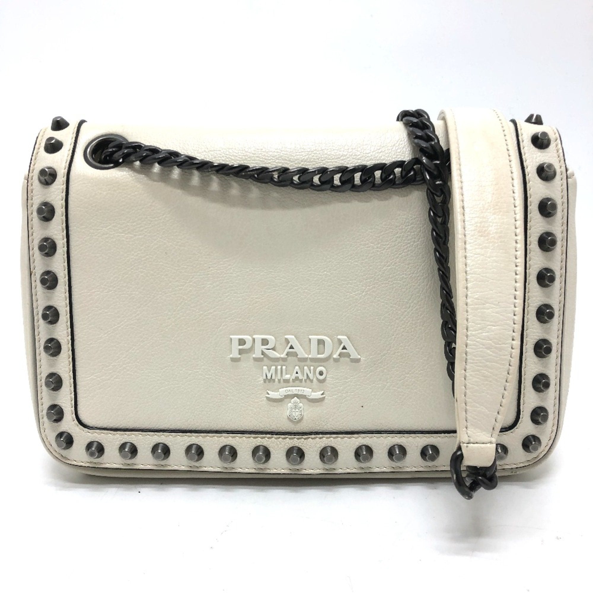 Prada Saffiano White Leather Shoulder Bag