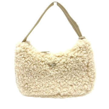 Prada Re-edition Beige Fur Handbag 