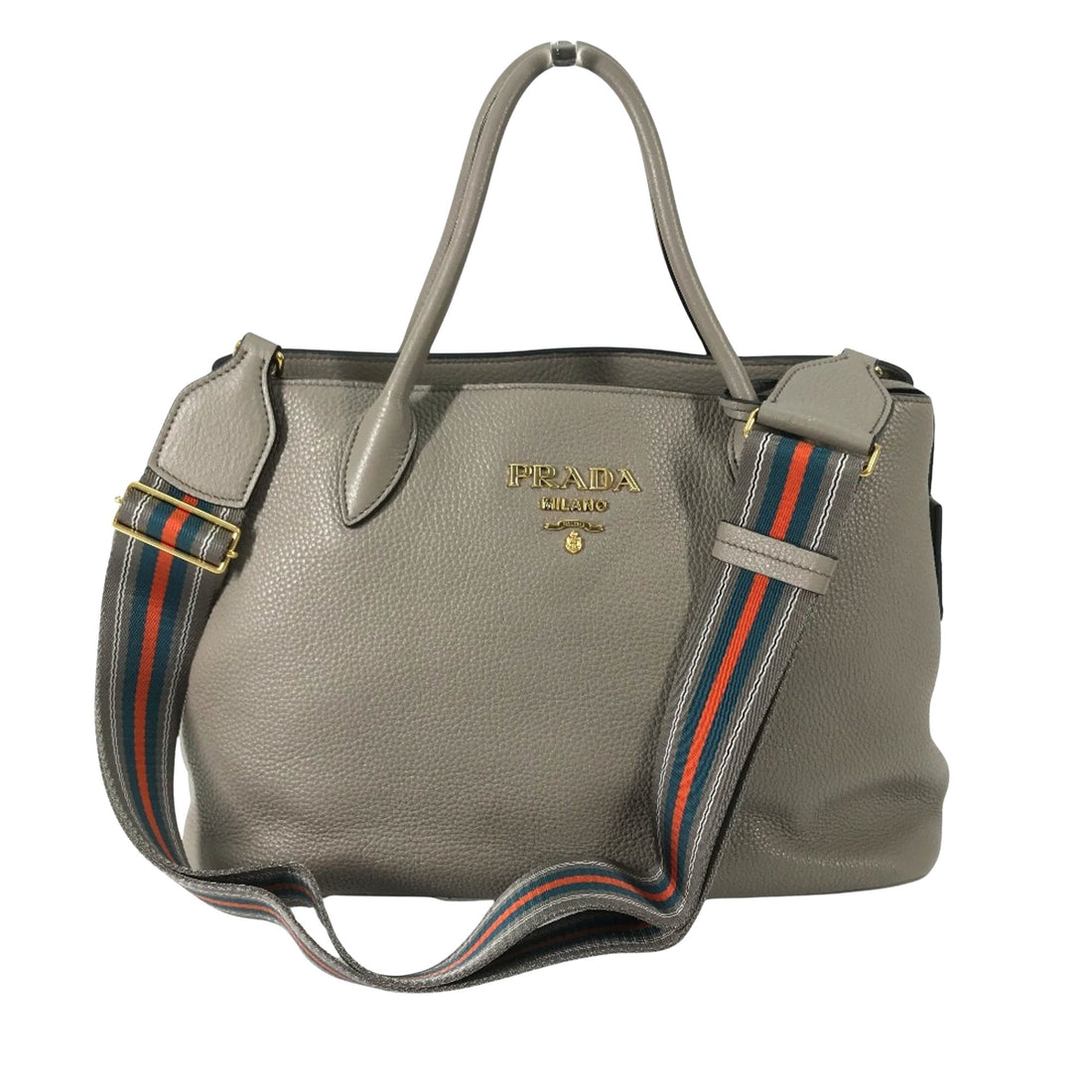 Prada Vitello Grey Leather Tote Bag