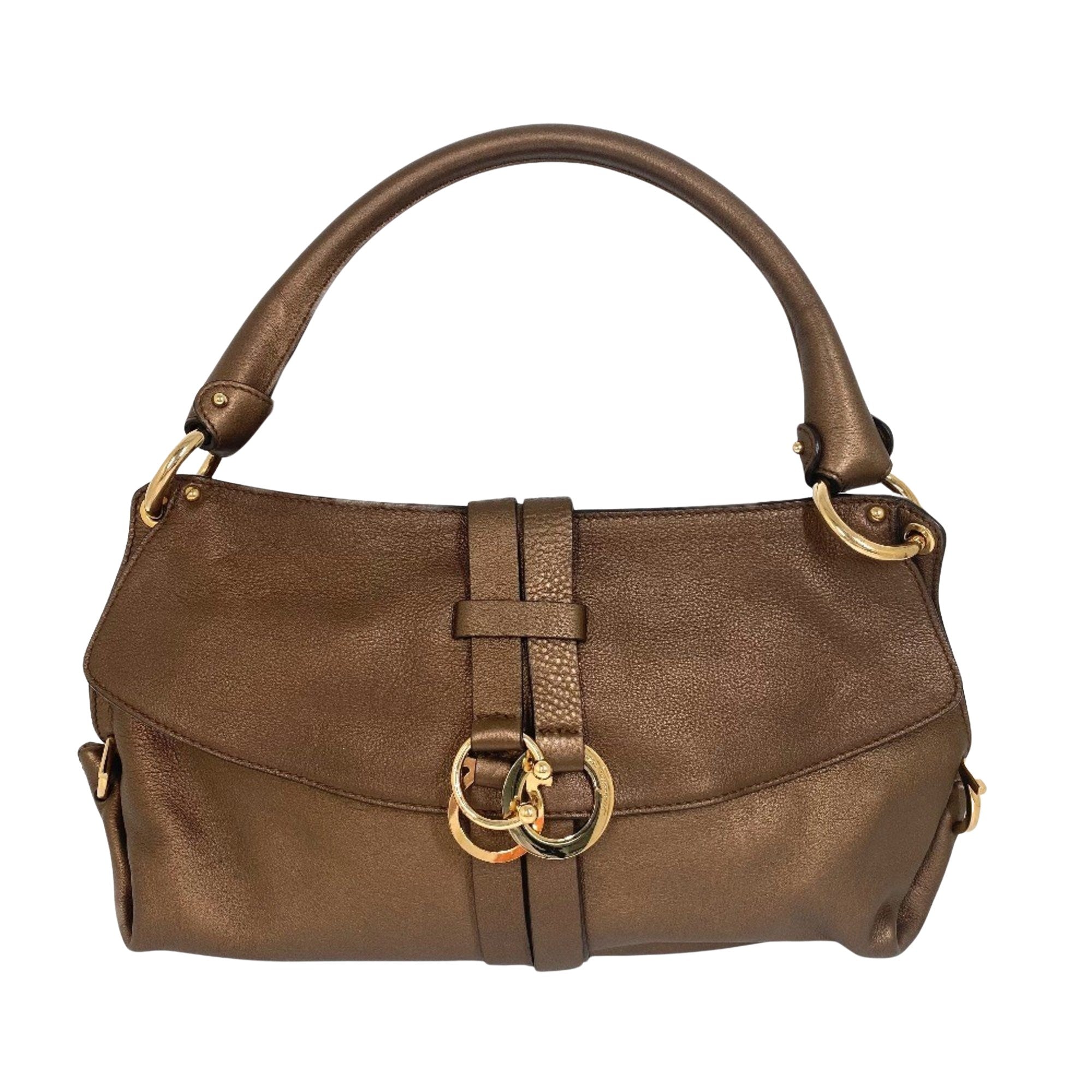 Salvatore Ferragamo Gancini Brown Leather Handbag 