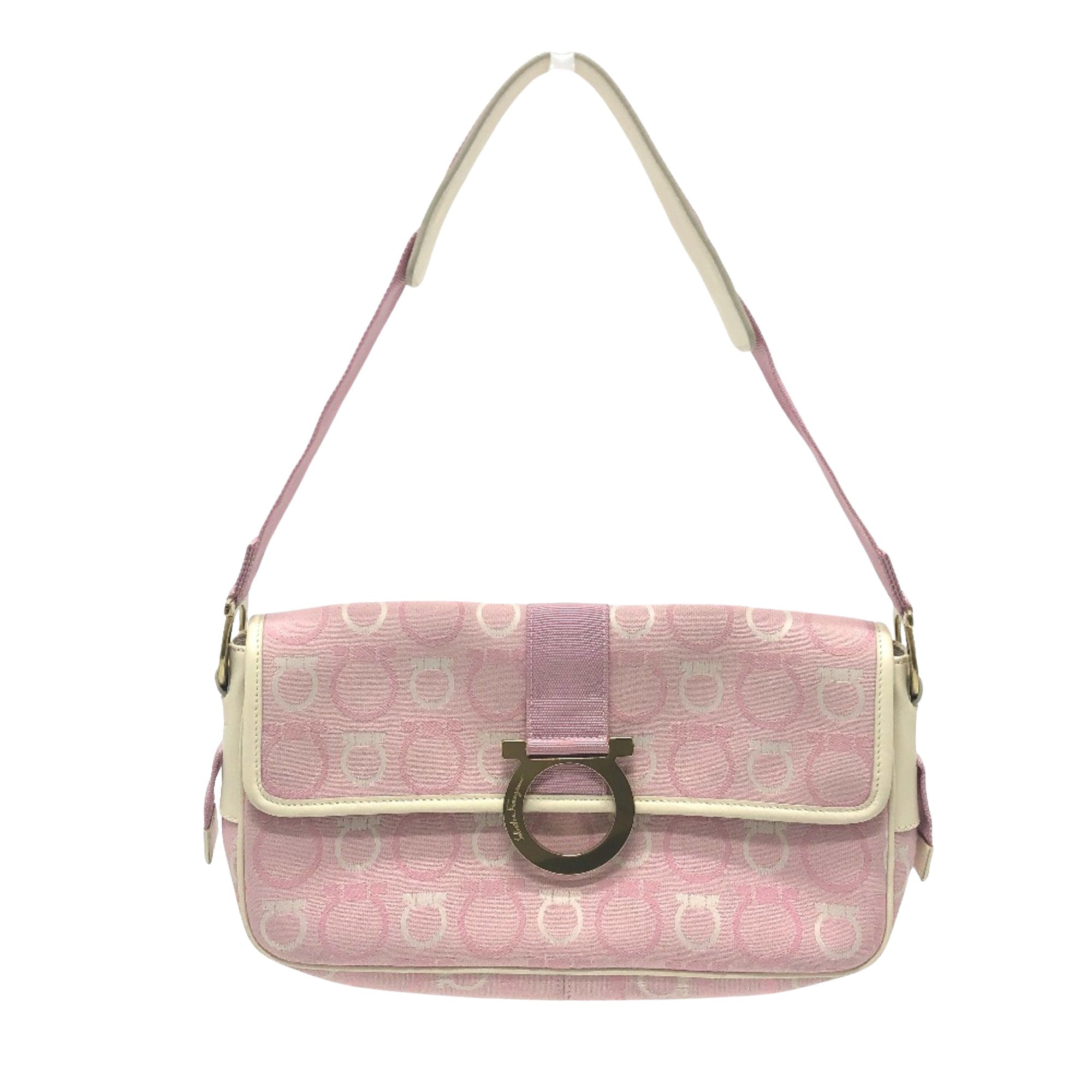 Salvatore Ferragamo Gancini Pink Cloth Shoulder Bag