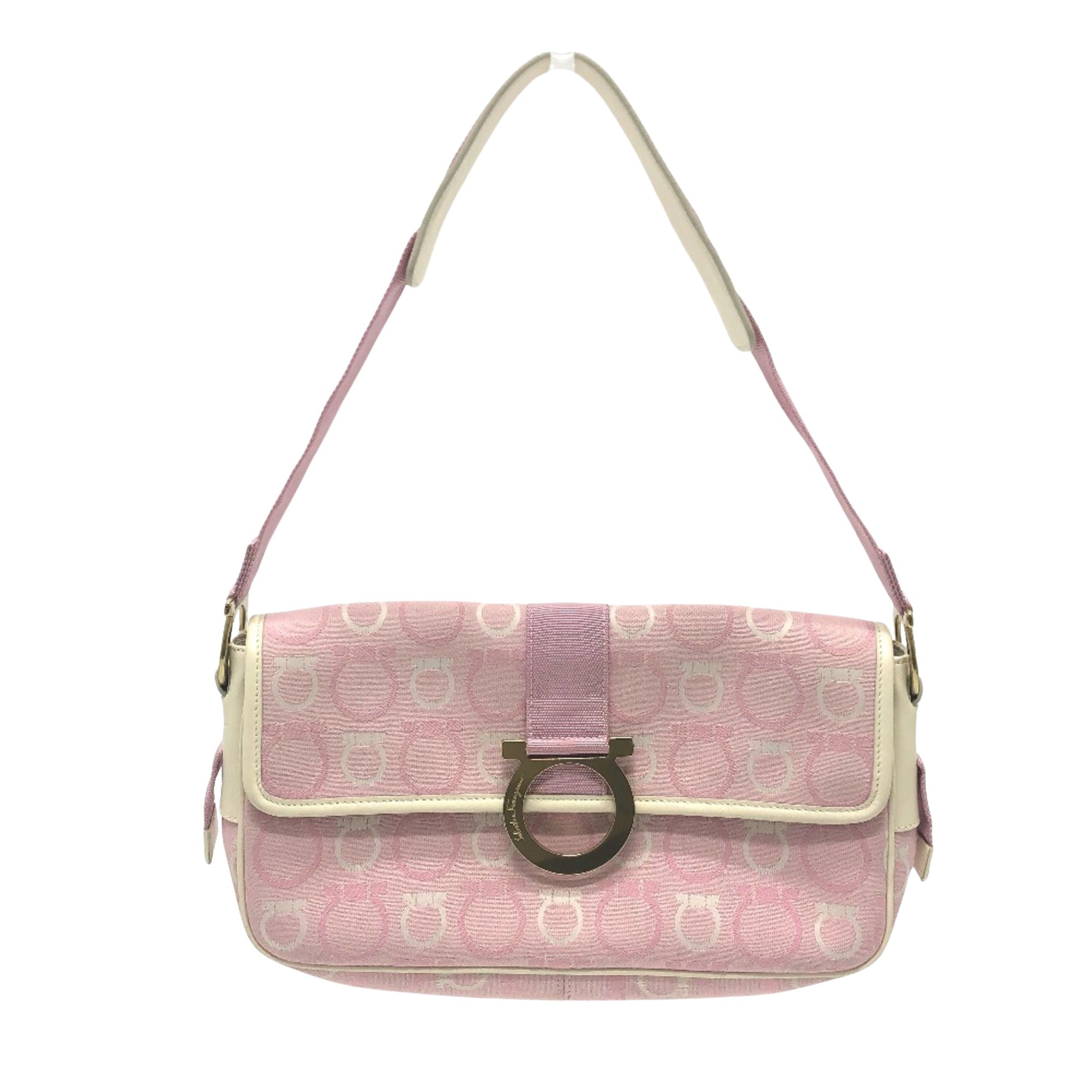 Salvatore Ferragamo Gancini Pink Cloth Shoulder Bag