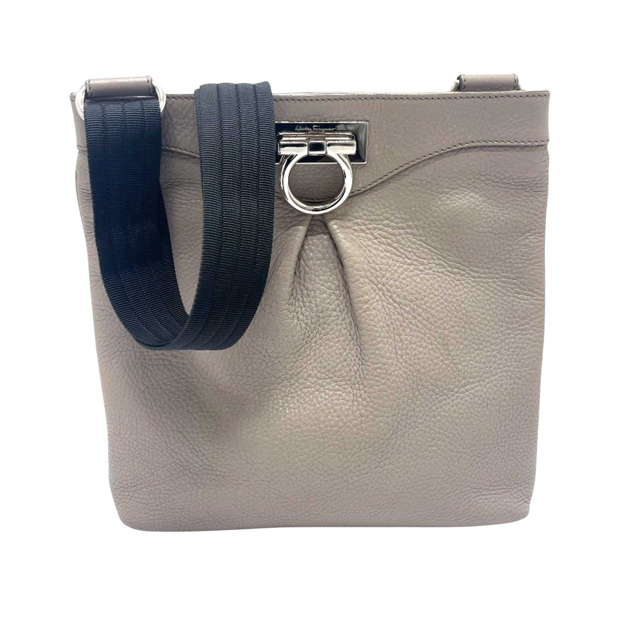 Salvatore Ferragamo Gancini Beige Leather Shoulder Bag