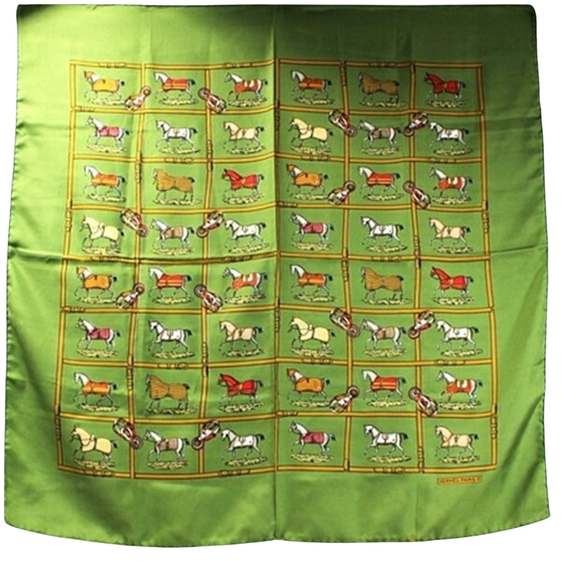 Hermès Carré Green Silk Scarf 