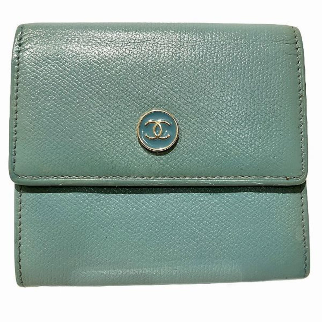 Chanel Double flap Blue Leather Wallet 