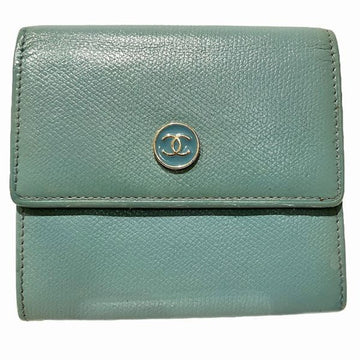 Chanel Double flap Blue Leather Wallet 