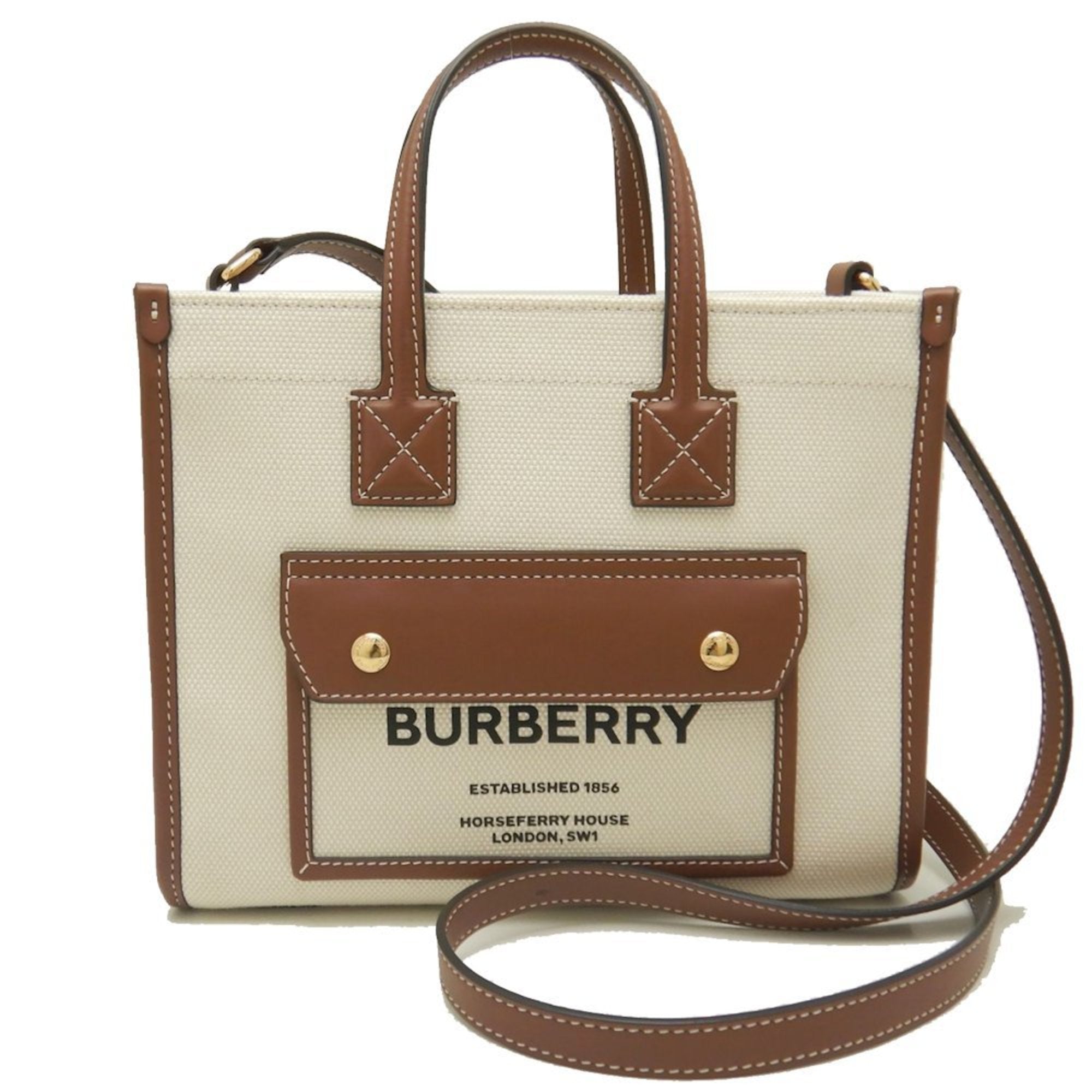 Burberry Freya Beige Canvas Tote Bag