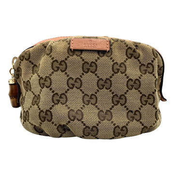 Gucci Bamboo Brown Canvas Clutch Bag