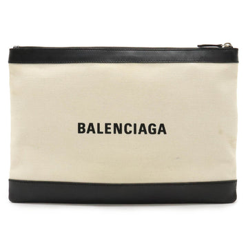 Balenciaga Clip Beige Canvas Clutch Bag