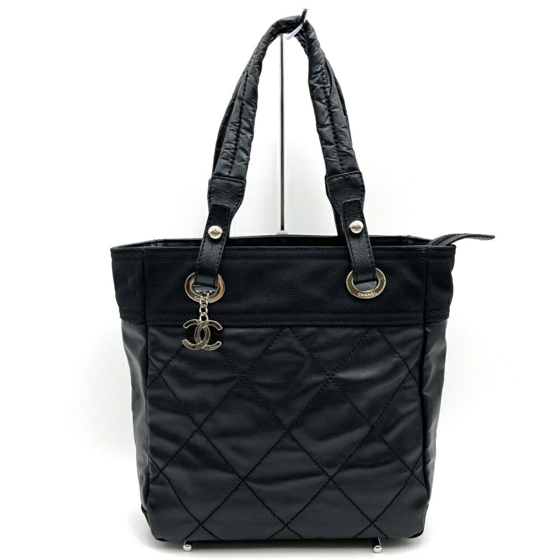 Chanel Paris Biarritz Black Canvas Tote Bag