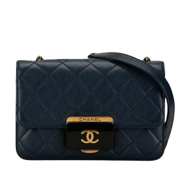 Chanel Matelassé Navy Leather Shopper Bag