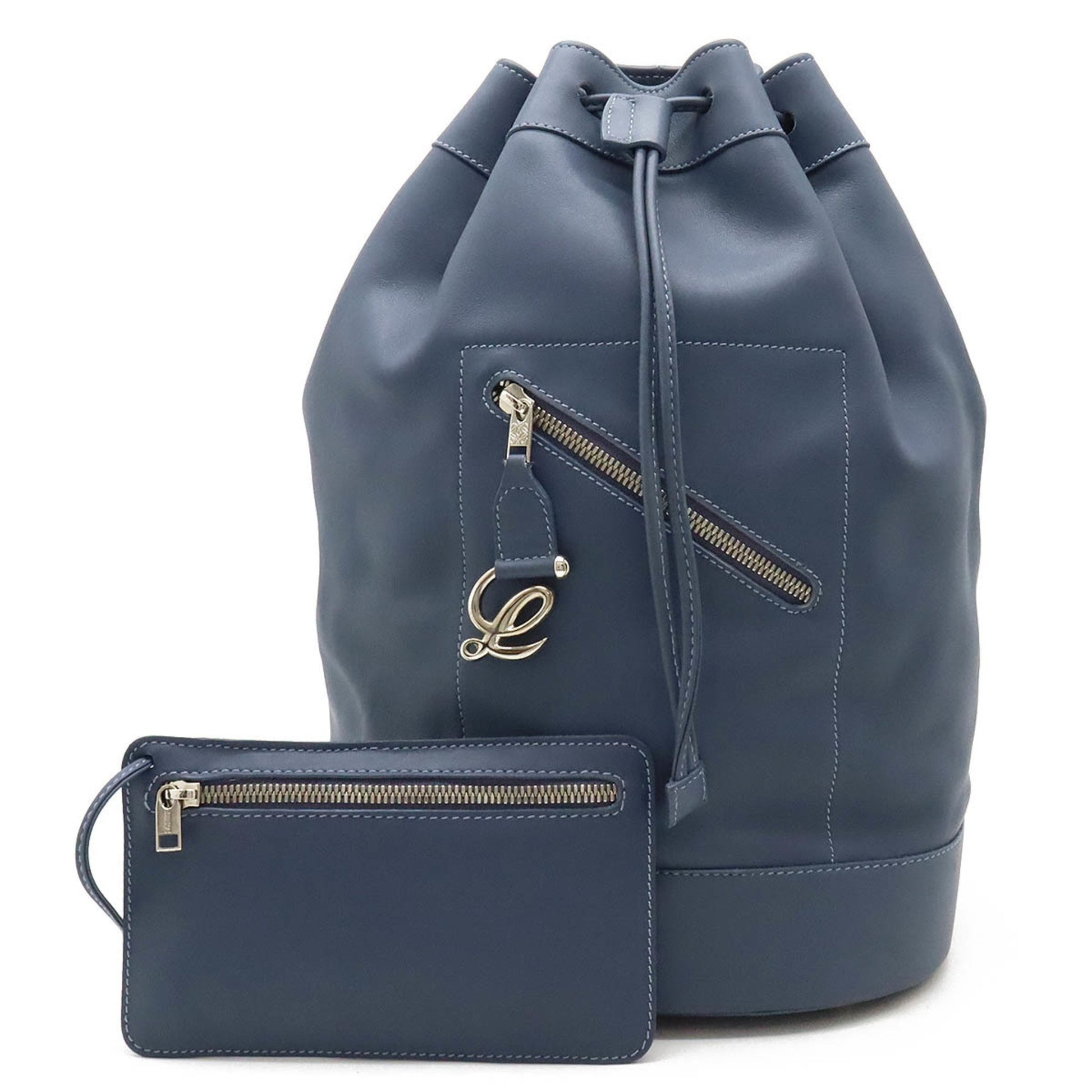 Loewe Anton Blue Leather Shoulder Bag